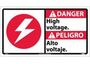 Danger High Voltage Sign, Bilingual, Vinyl