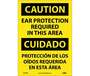 Caution Ear Protection Required In This Area Sign, Bilingual