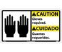 Gloves Required Sign Bilingual Rigid Plastic Mounting Holes 10" X 18"
