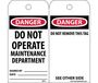 Do Not Operate Maintenance Department Accident Prevention Tag 3" x 6"