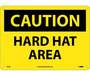 Caution Hard Hat Area Sign, Rigid Plastic