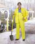 Rain Jacket, PVC on Non-Woven Polyester, Yellow, Storm Flap Front|Snap, 0.40 mm