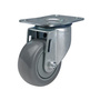 Swivel Plate Caster, 275 lbs, 5 in, Polyurethane / Polyolefin (Core), Gray