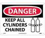 Danger Keep All Cylinders Chained Sign, Rigid Plastic