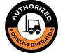 Hard Hat Emblems, English, AUTHORIZED FORKLIFT OPERATOR, Vinyl, Adhesive Backed, Orange / White on Black