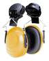 Earmuff, Yellow, Cap Mount Over the Head, Noise Blocking, 24 dB