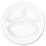 Dart® 10CPWCR Concorde Foam Plate, 3-Compartment Plate, 10.25" dia, White, 125/Pack, 4 Packs/Carton