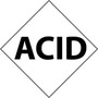Chemical Labels, English, ACID, Vinyl, Adhesive Backed, Black on White