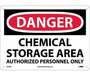 Danger Chemical Storage Area Sign, Rigid Plastic