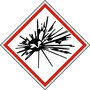 Explosive GHS Pictogram Label, Pressure Sensitive Vinyl, 2X2