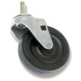 Swivel Stem Caster, 100 lbs, 3 in, 3-1/2 in, Santoprene / Polyolefin (Core), Black, 13/16 in, Plain, 1/4 in, 3/8 in - 16, Zinc, 2-3/4 in, 1-1/2 in, ICM Standard, Threaded Stem, Corrosion-Resistant Finish, Light Duty, Cam Action Brake, Case Hardened Stamped Steel Construction
