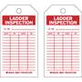 Equipment Tag, English, I.D. NO. DATE BY, Polyester, Red on White, 5-3/4 in, 3 in