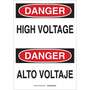 Danger High Voltage Sign, Bilingual, Aluminum