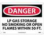 NMC D452RB "DANGER LP GAS STORAGE" Rigid Plastic Sign, 10" x 14"