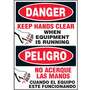 Emedco QS3626 Danger Label, Keep Hands Clear, Vinyl, Bilingual