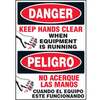 Emedco QS3626 Danger Label, Keep Hands Clear, Vinyl, Bilingual