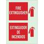 Brady® 90156 Bilingual Fire Extinguisher Glow in the Dark Sign, Polyester, Red on Green, 10 in, 7 in