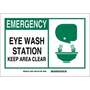 Emergency Eye Wash Station Keep Area Clear Sign, Plastic