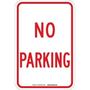 No Parking Sign, English, NO PARKING, Aluminum, Red on White, 18 in, 12 in