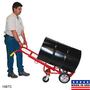 Drum Truck, 55 gal Drums, 1000 lbs, 20 in, 24 in, 60 in, Red, 1, 4, Swivel Caster, 6 x 2 in (Rear) / 10 in (Front), Ergonomic, Kickstand
