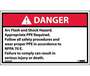 Danger Arc Flash and Shock Hazard Label, Vinyl