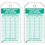 Brady 86446 Inspection Tag EMERGENCY SHOWER and EYEWASH TEST RECORD, Green on White