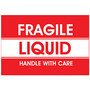 Dot and Shipping Labels, English, FRAGILE LIQUID/HANDLE WITH CARE, Adhesive Backed, White / Red on White / Red