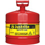 Justrite 7150100 Type I Red Steel Safety Can, 5 Gallon Capacity