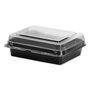 SOLO® 851611PS94 Creative Carryouts Hinged Plastic Hot Deli Boxes, Medium Snack Box, 18 oz, 6.22 x 5.9 x 2.1, Black/Clear, 200/Carton