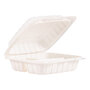 Dart® 85MFPPHT3 Hinged Lid Containers, 3-Compartment, 8.3 x 8 x 3, White, Plastic, 150/Carton