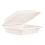 Dart® 90MFPPHT1 Hinged Lid Containers, Single Compartment, 9 x 8.8 x 3, White, Plastic, 150/Carton