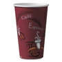 SOLO® 316SI Paper Hot Drink Cups in Bistro Design, 16 oz, Maroon, 1,000/Carton