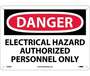 Danger Electrical Hazard Authorized Personnel Only, Aluminum