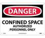 Danger Confined Space Authorized Personnel Only Sign