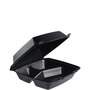 Dart® 85HTB3R Insulated Foam Hinged Lid Containers, 3 Compartments, 7.96 x 3.2 x 8.36, Black, Foam, 200/Carton