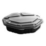 SOLO® 809014PP94 OctaView Hinged-Lid Hot Food Containers, 3-Compartment, 38 oz, 9.55 x 9.1 x 2.4, Black/Clear, Plastic, 100/Carton