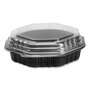 SOLO® 809011PP94 OctaView Hinged-Lid Hot Food Containers, 31 oz, 9.55 x 9.1 x 3, Black/Clear, Plastic, 100/Carton