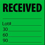 Accuform LAP240-CU-148291 Adhesive Label - Received Lot #, 4 x 4 Green