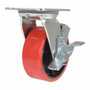 Vestil CST-VE-5X2PU-SWB Poly Swivel W/Brake 5x2 990lb Red