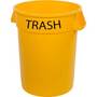 Carlisle 341032 Yellow Bronco Round 32 Gal Container, TRASH