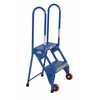 Vestil Steel Folding Ladder with Wheels 2 Step 350 Lb. Cap, Blue