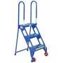 Vestil Steel Folding Ladder with Wheels 3 Step 350 Lb. Cap, Blue