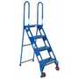 Vestil Steel Folding Ladder with Wheels 4 Step 350 Lb. Cap, Blue