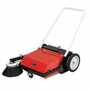 Vestil Steel Belt Driven Manual Brush Sweeper 10 Gallon Cap, Red/Black