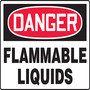 Safety Sign, DANGER FLAMMABLE LIQUIDS, 10" x 14", Plastic