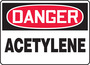 Safety Sign, Danger Acetylene, 7" X 10", Aluminum