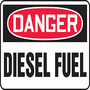 Safety Sign, Danger Diesel Fuel, 7" X 10", Adhesive Poly
