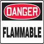 Safety Sign, DANGER FLAMMABLE, 7" x 10", Adhesive Poly