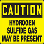 Safety Sign, Caution Hydrogen Sulfide Gas May Be Present, 7" X 10", Aluminum