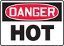Safety Sign, Danger Hot, 10" X 14", Aluminum